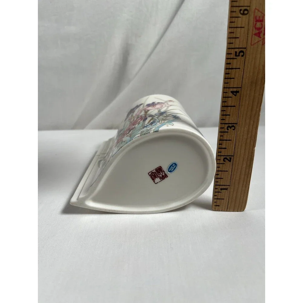 VTG Rare Drop Shape Porcelain Japan Vase Pink Purple Floral Great Condition #401